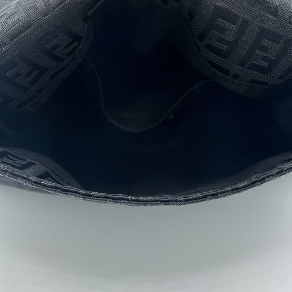 Fendi Zucchino Monogram Logo Baguette Mini Shoulder Bag Black Silver Hardware - Picture 14 of 14